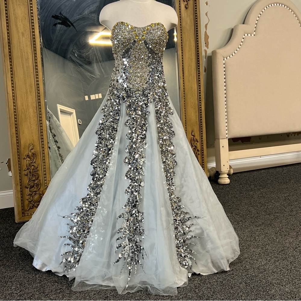 Jovani Glittering Silver Wedding/Prom Dress
